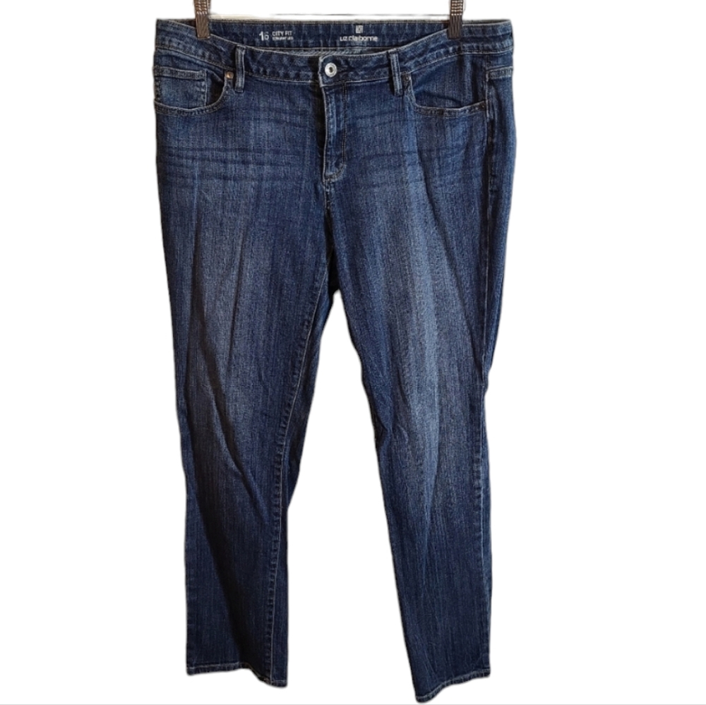 Liz Claiborne City Fit Straight Leg Blue Denim Jeans
